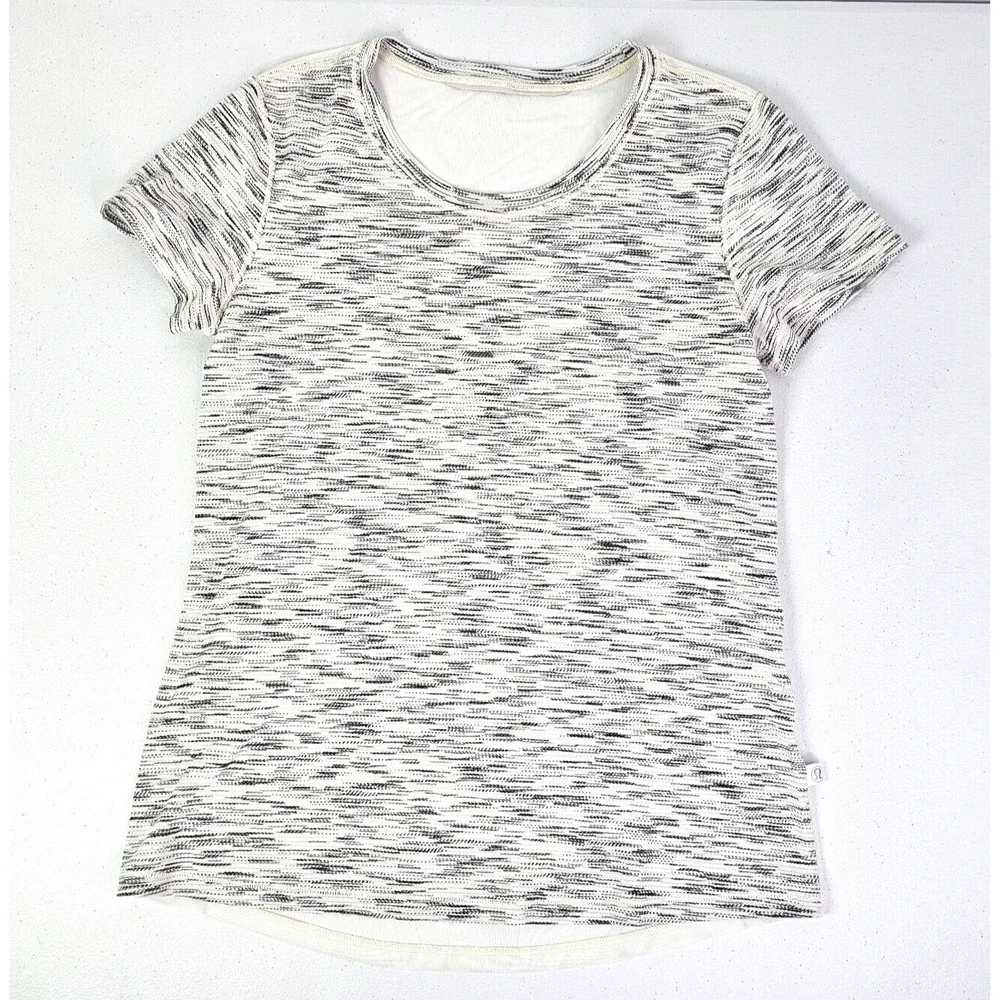 Lululemon Women's M Multicolor Stripe Beat The Heat Short Sleeve Mesh Back Shirt - Picture 3 of 13